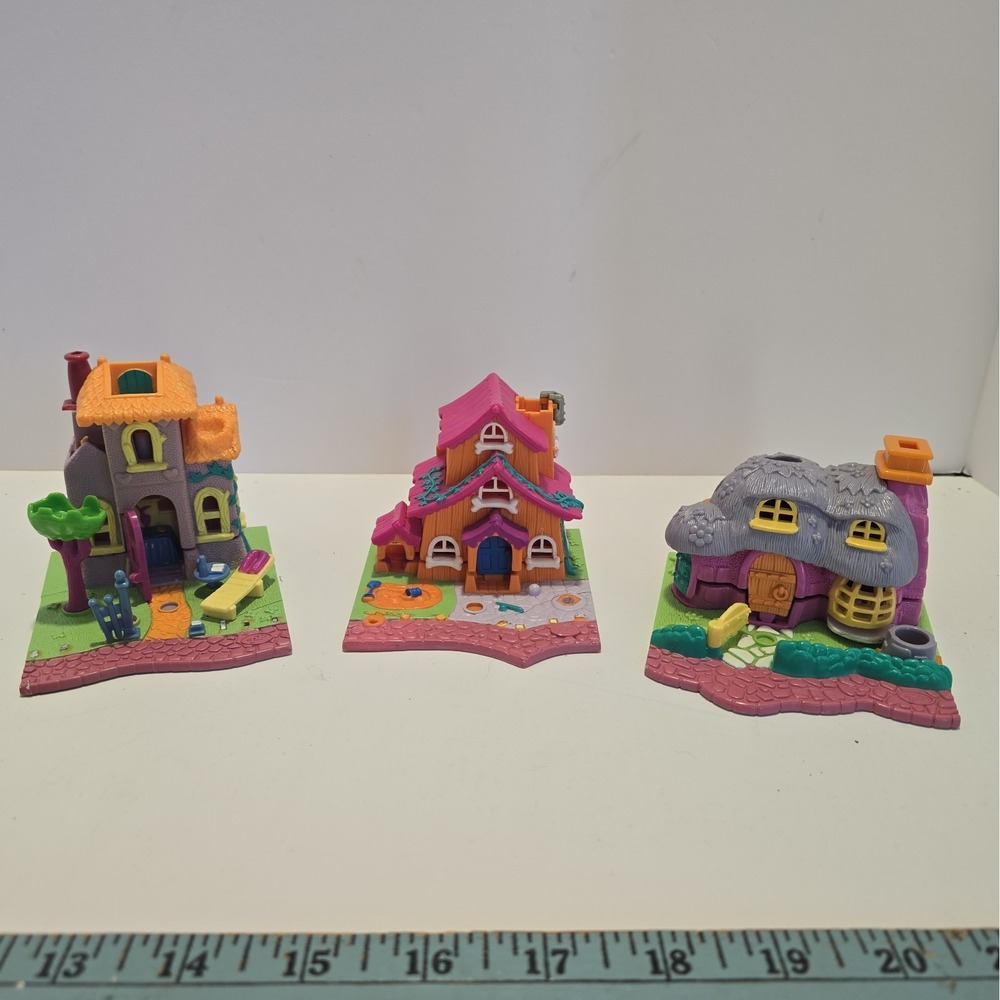 Vintage Bluebird Toys Polly Pocket 3 Building Lot Giraffe, Dog House, Rabbit